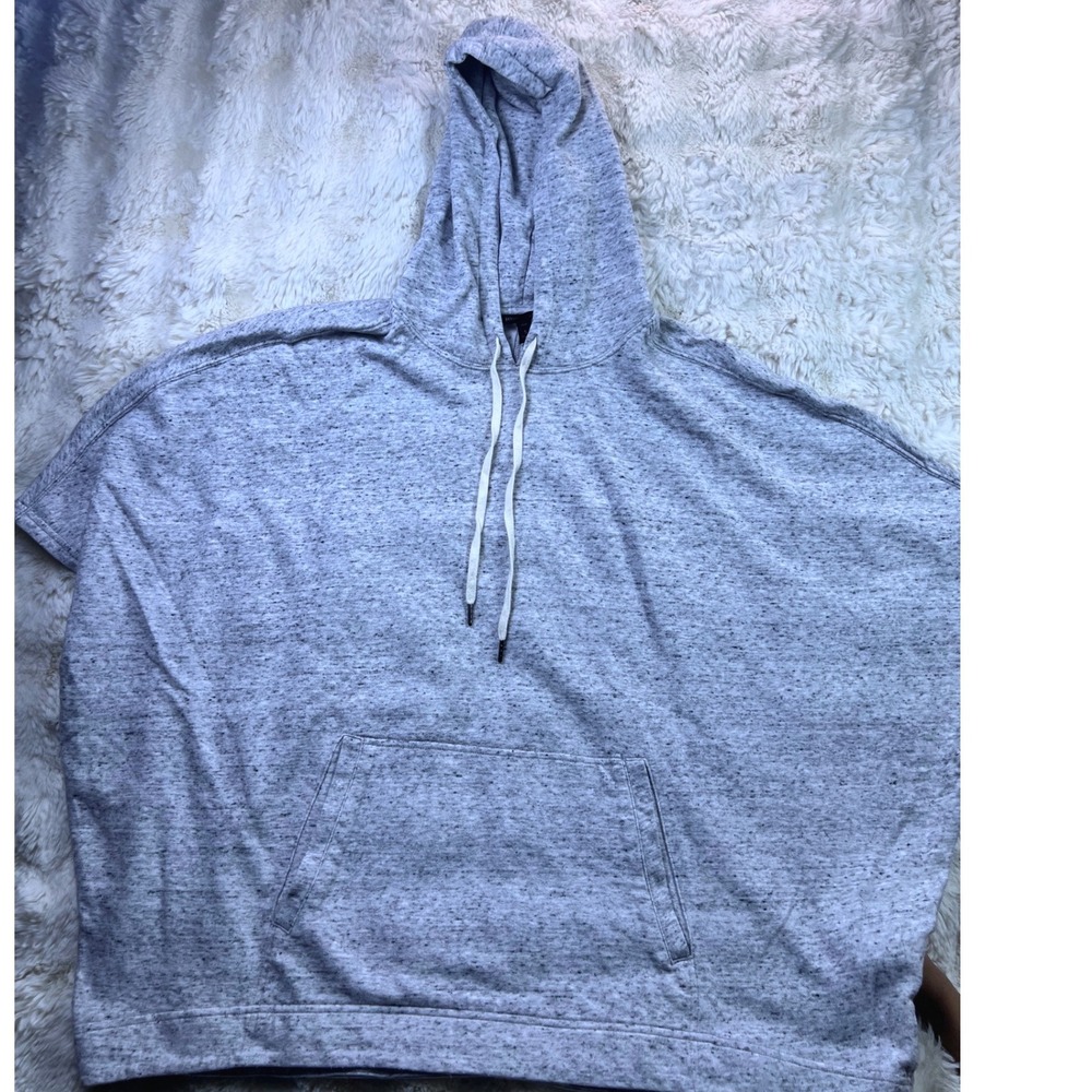 Banana Republic Petite Gray Space Dye Short Sleeve Hoodie Sweatshirt Small P.A39